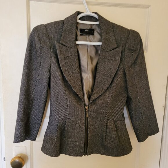 Cue Australia Women's Peplum Grey Blazer - Picture 1 of 9